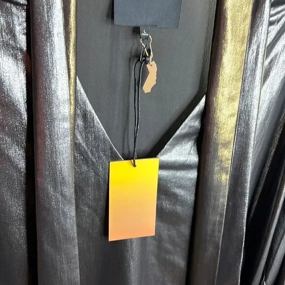 Le Superbe Vintage Gold Pewter Costes Tie Front Blouse Nwt Large - Picture 3 of 5